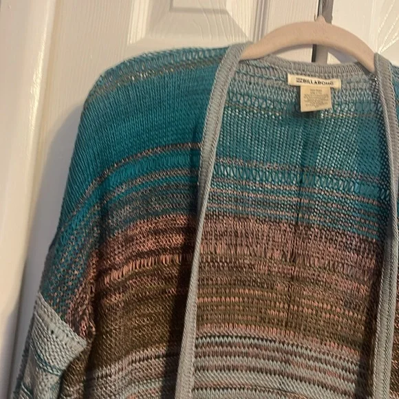 Billabong stripes over you open long sleeve striped cardigan size small NWT - Picture 6 of 11